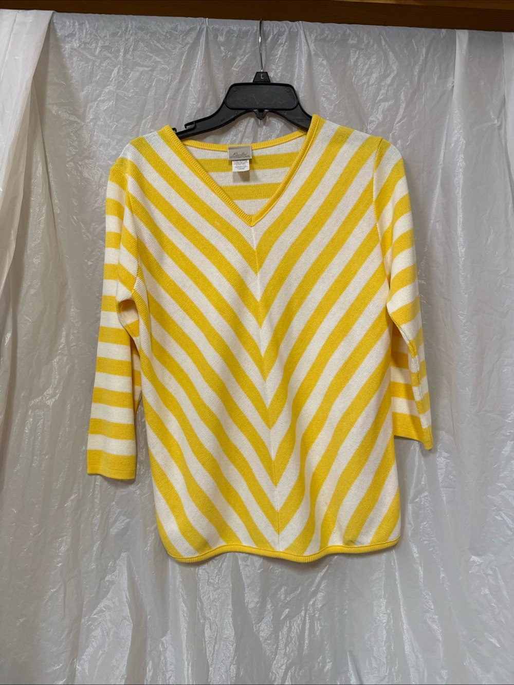 Fiorelli International Yellow & White Striped Knit Top size my